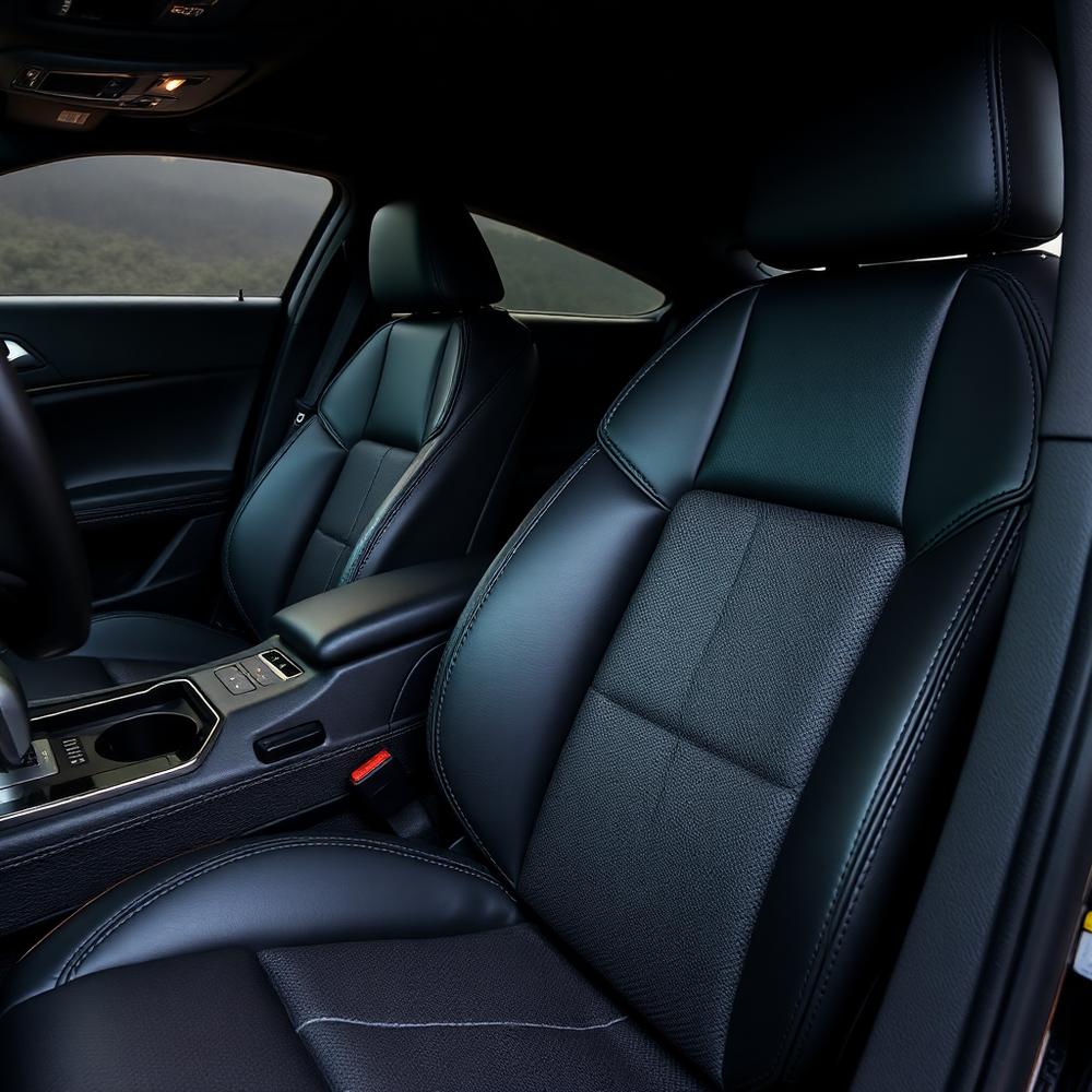Clean luxury car interior with conditioned leather